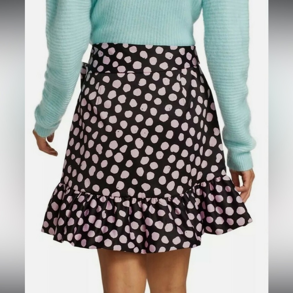Tanya Taylor Daphne Polka Dot Flounce Ruffle Mini Skirt in Black & Pink - NWT - Picture 2 of 12